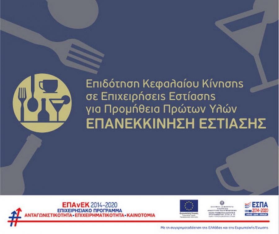 Επιδότηση Επανεκκίνηση Εστίασης - Κεφαλαίου Κίνησης σε Επιχειρήσεις Εστίασης για Προμήθεια Πρώτων Υλών